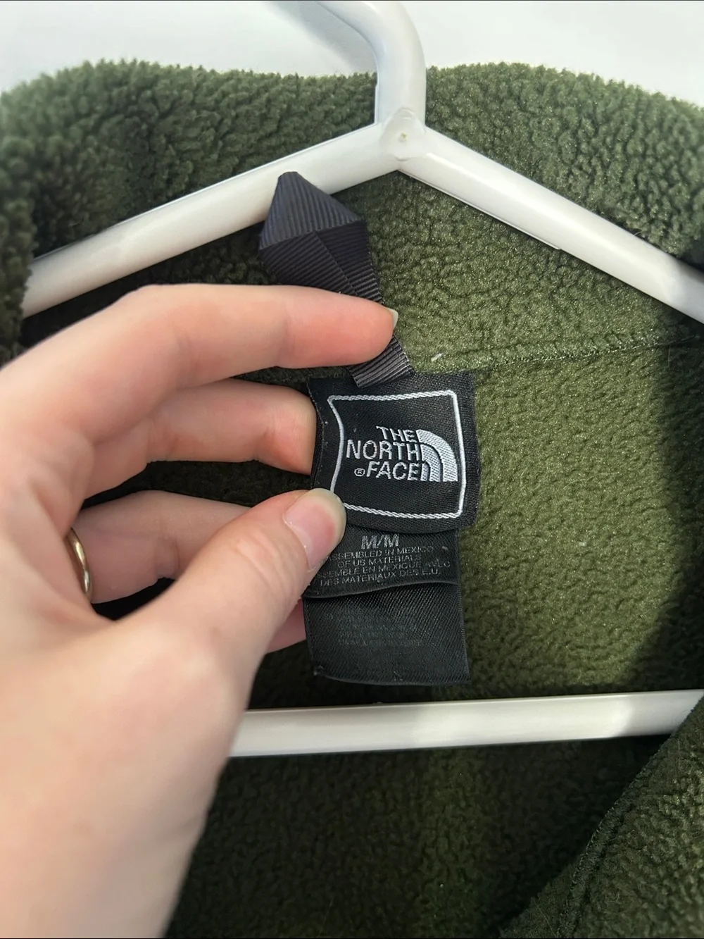 The North Face Olive Green Fleece Jacket with Black Panels
